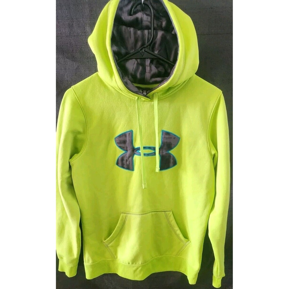 Under Armour UA Womans Neon/ Tie Dye Hoodie Logo Black Neon EUC